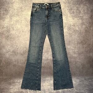 Zara Womens Blue High Rise Flare Leg Raw Hem Jeans Size 6 EUR 38 MEX 28